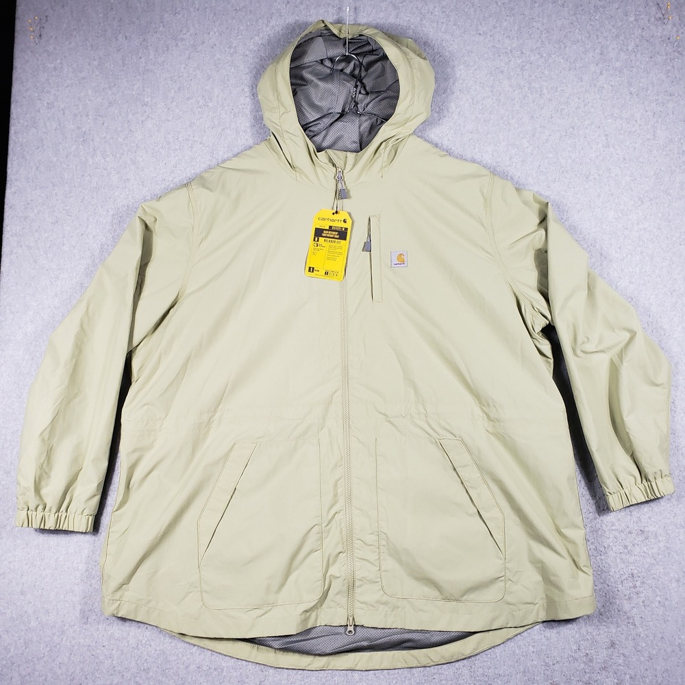 NWT Carhartt‎ Women Plus 3X Rain Defender Lightweight Rockford Coat Tan OC4221-W